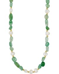Savvy Cie Jewels - Tumbled Crystal & Cultured Freshwater Pearl Beaded Necklace - Lyst