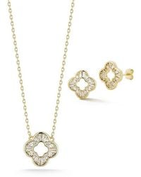 Glaze Jewelry - Cubic Zirconia Open Clover Pendant Necklace & Stud Earrings Set - Lyst