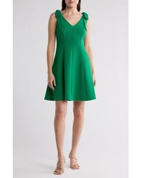 Eliza J - V-Neck Bow Accent Fit & Flare Dress - Lyst