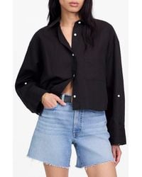 Madewell - Straight Hem Crop Linen & Cotton Button-Up Shirt - Lyst
