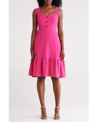 Eliza J - Button Front A-Line Midi Dress - Lyst