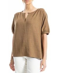 Max Studio - Short Sleeve Split Neck Blouse - Lyst