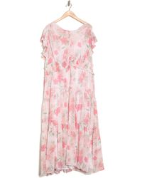 Calvin Klein - Floral Smocked Ruffle Maxi Dress - Lyst