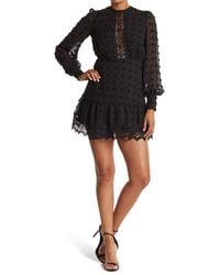 Love By Design - Dotted Chiffon Lace Trim Dress - Lyst
