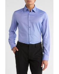 Duchamp - Slim Fit Textured Stretch Cotton Dress Shirt - Lyst