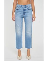 DAZE - Sun Raw Hem High Waist Crop Straight Leg Jeans - Lyst