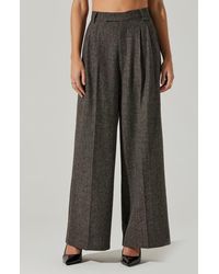 Astr - Milani Herringbone High Waist Wide Leg Pants - Lyst