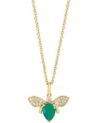 Effy - Green Onyx & Diamond Bug Pendant Necklace - Lyst