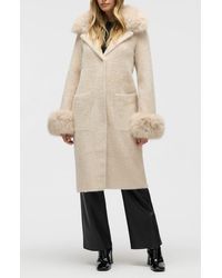 NVLT - Faux Fur Trim Longline Sweater Coat - Lyst