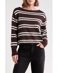Vigoss - Stripe Boat Neck Crop Sweater - Lyst