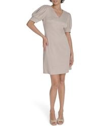 Tommy Hilfiger - Herringbone Puff Sleeve Shift Dress - Lyst