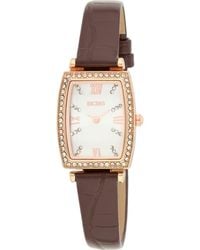 BCBGMAXAZRIA - Tonneau Crystal Faux Leather Strap Watch, 26Mm - Lyst