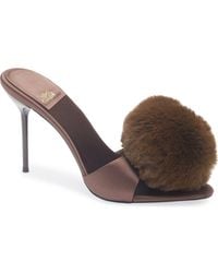 Jeffrey Campbell - Shopaholic Faux Fur Pom Slide Sandal - Lyst