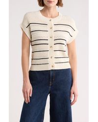Blu Pepper - Stripe Knit Button Front Top - Lyst