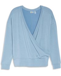 Zella Peaceful Wrap Pullover In Blue Veil At Nordstrom Rack