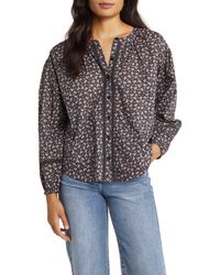 Lucky Brand - Floral Print Button Front Blouse - Lyst