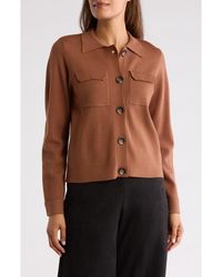 Tahari - Collar Button Front Cardigan - Lyst