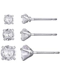 Adornia - Set Of 3 Solitaire Cubic Zirconia Stud Earrings - Lyst