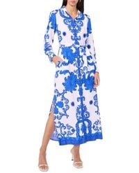 Halogen® - Print Long Sleeve Belted Shirtdress - Lyst