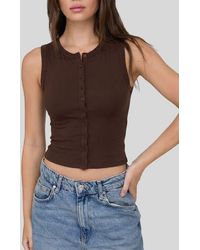 Blu Pepper - Button Down Cotton Jersey Tank - Lyst