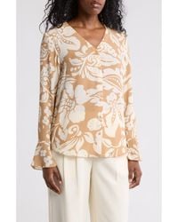 Tahari - Long Sleeve Button-Up Top - Lyst