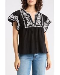Forgotten Grace - Soutache Trim Top With Flutter Sleeves - Lyst