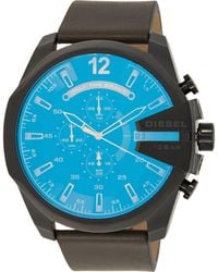 DIESEL - Diesel Mega Chief Leather Strap Chronograph Watch, 45Mm - Lyst