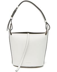 Burberry Small Leather Bucket Hobo Bag - White