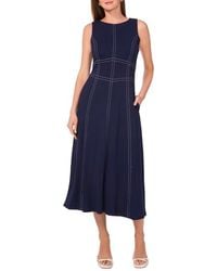 Halogen® - Contrast Topstitch Sleeveless Midi Dress - Lyst