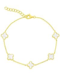 Simona - Mother-Of-Pearl Clover Station Chain Bracelet - Lyst