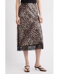 Rails - Ebony Leopard Print Lace Satin Skirt - Lyst
