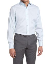 Lorenzo Uomo - Trim Fit Textured Microgrid Dress Shirt - Lyst