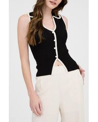 Blu Pepper - Johnny Collar Button Front Knit Tank Top - Lyst