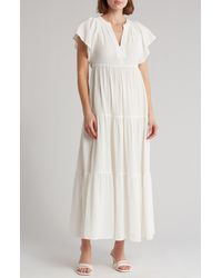 Calvin Klein - Tiered Gauze Maxi Dress - Lyst