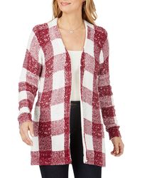 Foxcroft Bardot Buffalo Check Cardigan In Beaujaloois At Nordstrom Rack - Red