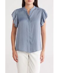 Gemma  Jane - Ruffle Sleeve Button-Up Shirt - Lyst