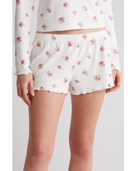 Pj Salvage - Floral Print Brushed Pointelle Pajama Shorts - Lyst