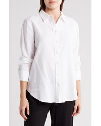 Ellen Tracy - Linen Blend Button-up Shirt - Lyst