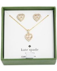 Kate Spade - Spell It Out Cubic Zirconia Heart Pendant Necklace & Stud Earrings Set - Lyst