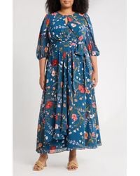 Eliza J - Floral Long Sleeve Maxi Dress - Lyst