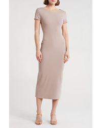 Bebe - Short Sleeve Ribbed Midi Dress - Lyst