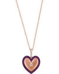 Effy - 14k Rose Gold Diamond & Ruby Heart Pendant Necklace - Lyst