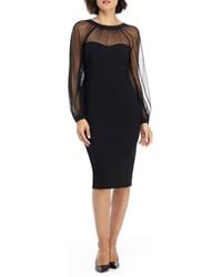 Maggy London - Illusion Lace Long Sleeve Cocktail Dress - Lyst