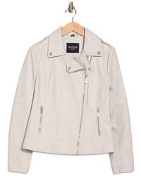 guess cream leather jacket