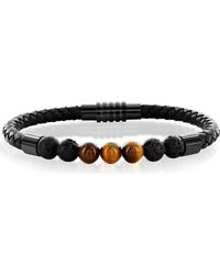 Black Jack Jewelry - Tiger's Eye & Lava Stone Beaded Leather Bracelet - Lyst