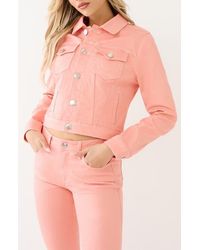 True Religion - Jesse Crop Trucker Jacket - Lyst