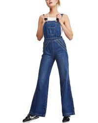 Free People Chasing Rainbows Overalls - Blue