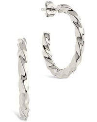 Sterling Forever - Chandler Twisted Hoop Earrings - Lyst