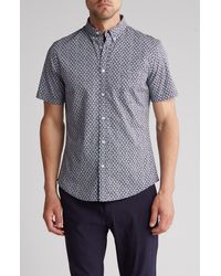 14th & Union - Poplin Ditsy Short Sleeve Stretch Cotton Button-up Shirt - Lyst