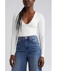 Open Edit - Smooth Edit V-Neck Bodysuit - Lyst